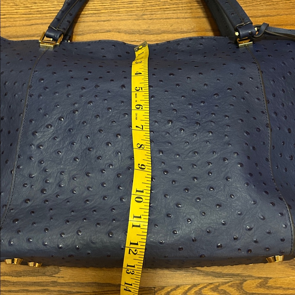 G.I.L.I. Purse Roma 4 Tote Bag Large Blue Ostrich Leather - Picture 10 of 13